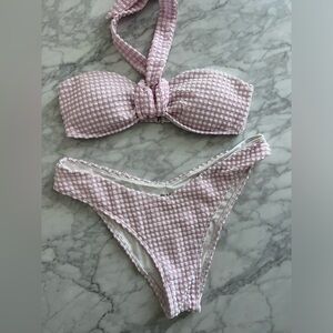 Pink and White gingham swim suit